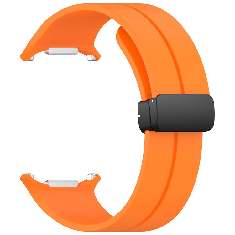 For Samsung Galaxy Watch Ultra 47mm Silicone Watch Band Magnetic Folding Buckle Wrist Strap - Orange