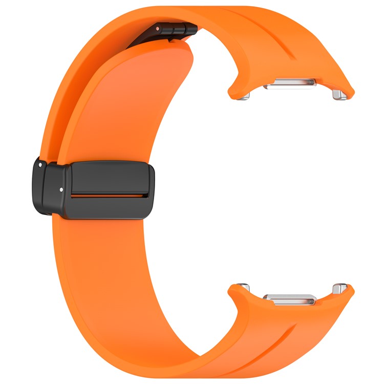 For Samsung Galaxy Watch Ultra 47mm Silicone Watch Band Magnetic Folding Buckle Wrist Strap - Orange