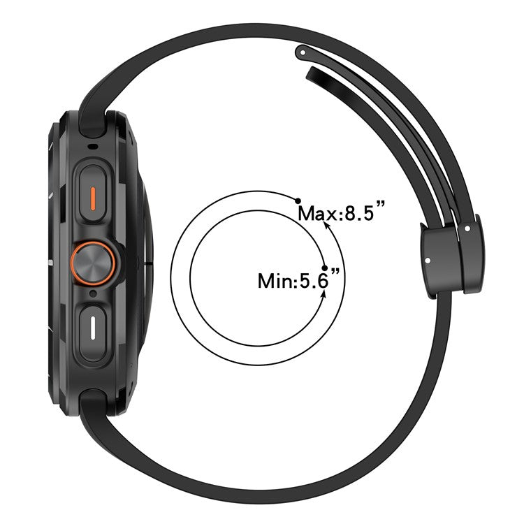 For Samsung Galaxy Watch Ultra 47mm Silicone Watch Band Magnetic Folding Buckle Wrist Strap - Orange