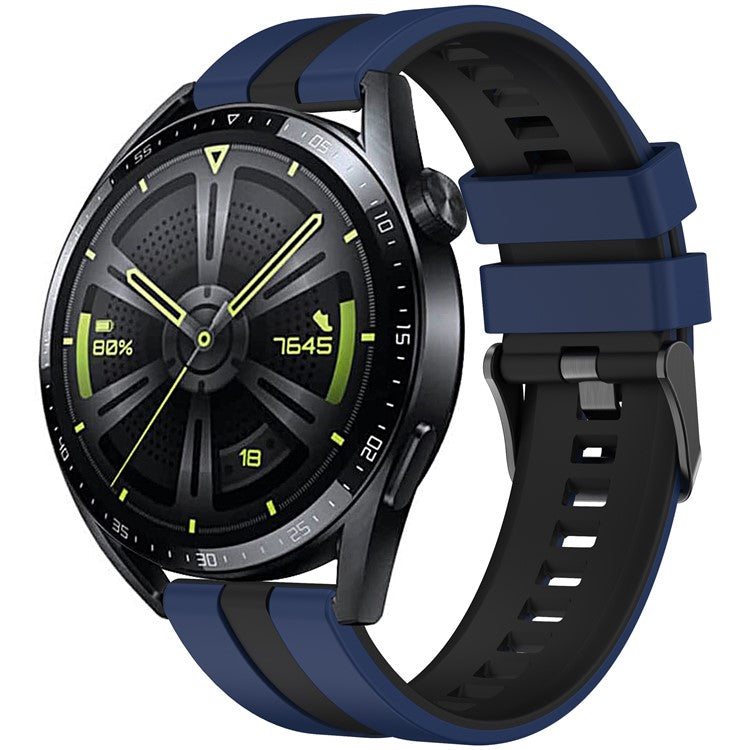 For Huawei Watch 4 / 4 Pro / GT 4 46mm Replacement Strap 22mm Universal Silicone Watch Band - Dark Blue+Black