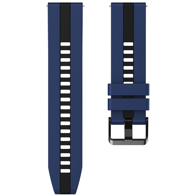 For Huawei Watch 4 / 4 Pro / GT 4 46mm Replacement Strap 22mm Universal Silicone Watch Band - Dark Blue+Black