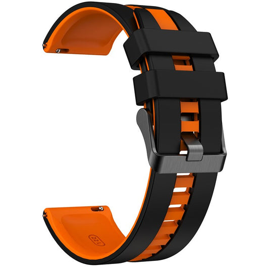 For Huawei Watch GT 3 42mm / GT 3 Pro 43mm Universal 20mm Smartwatch Strap Silicone Wrist Band - Black+Orange