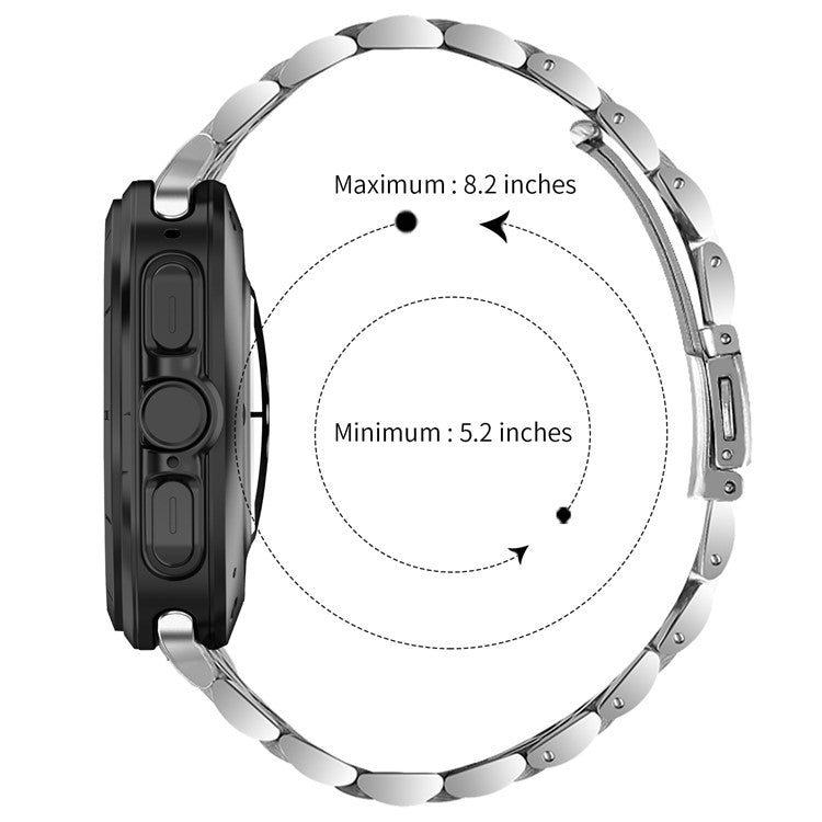 For Samsung Galaxy Watch Ultra 47mm Slim Metal Band Stainless Steel 7-Bead Chain Watch Strap - Silver / Rose Gold