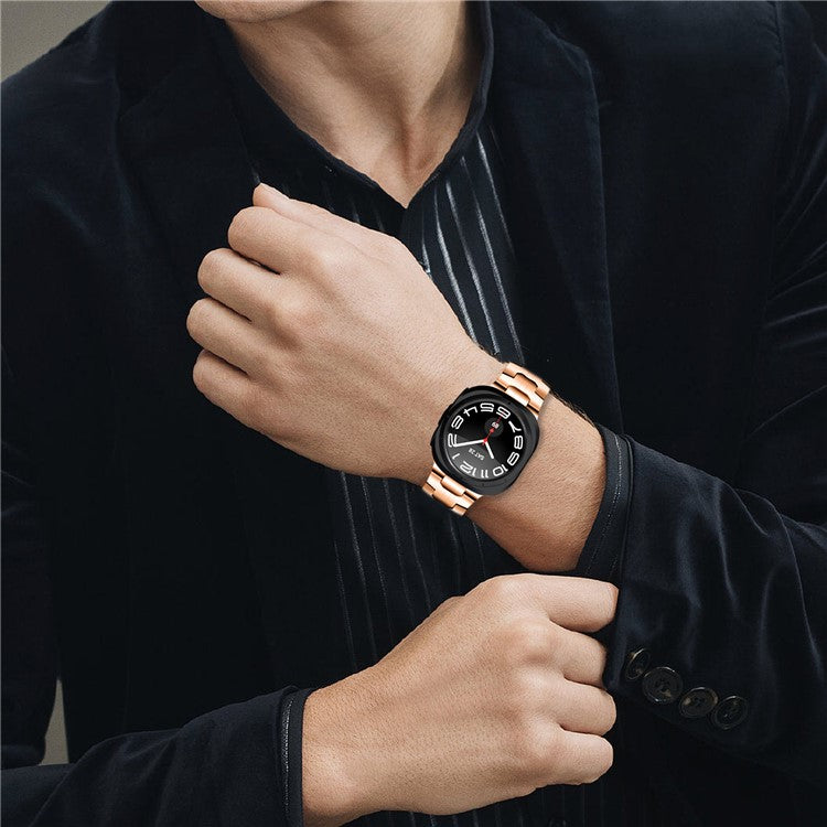 For Samsung Galaxy Watch Ultra 47mm Watch Bracelet Stainless Steel Watch Band - Rose Gold