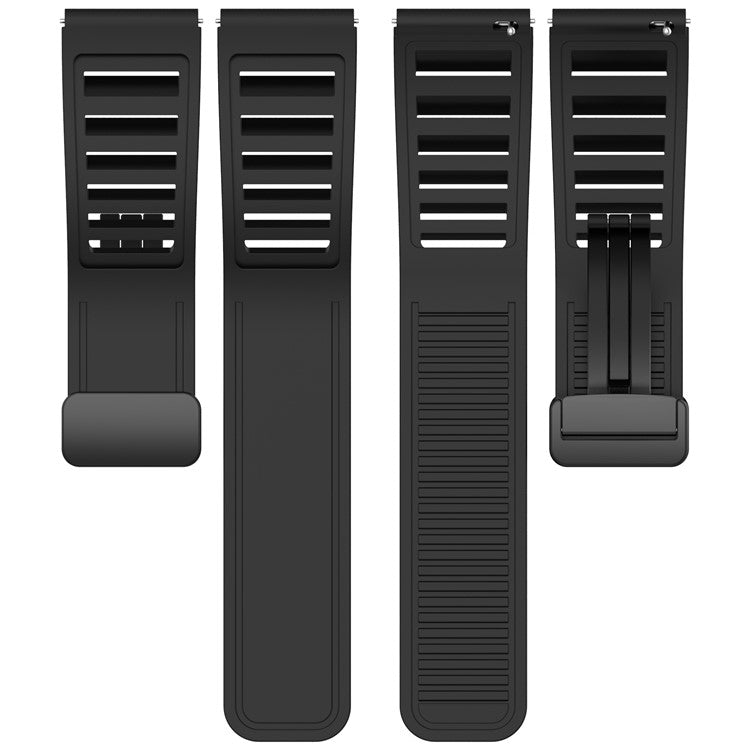 For Huawei Watch 4 / Watch 4 Pro / Watch GT 4 46mm Magnetic Watch Band 22mm Width Silicone Strap Quick Release - Black