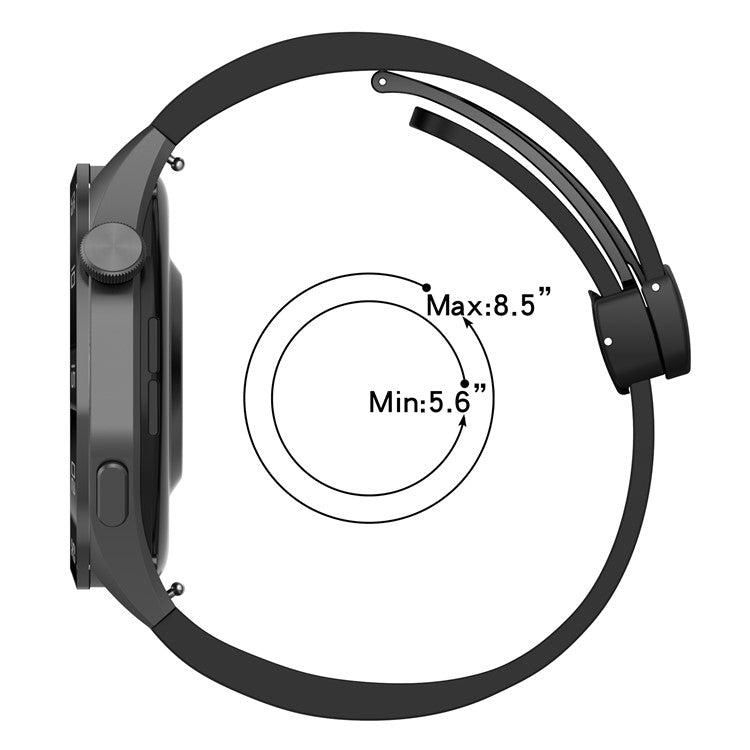 For Huawei Watch 4 / Watch 4 Pro / Watch GT 4 46mm Magnetic Watch Band 22mm Width Silicone Strap Quick Release - Black