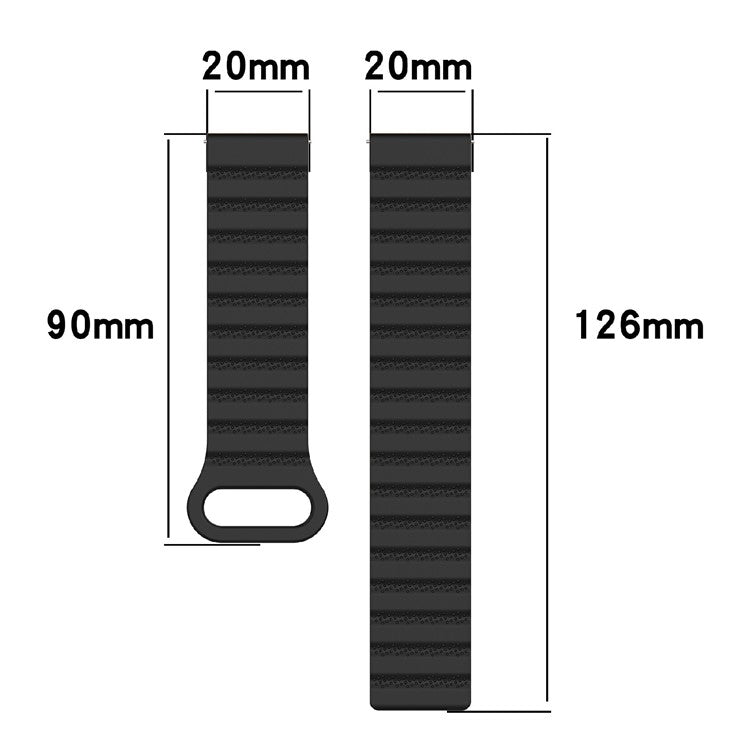 For Huawei Watch GT 3 42mm / GT 3 Pro 43mm Universal 20mm Watch Strap Dot Pattern Magnetic Silicone Band - Black