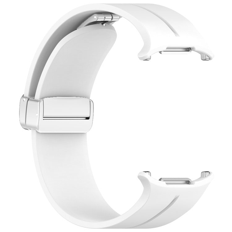 For Samsung Galaxy Watch Ultra 47mm Silicone Smartwatch Band Wrist Strap with Silver Magnetic Folding Buckle - White