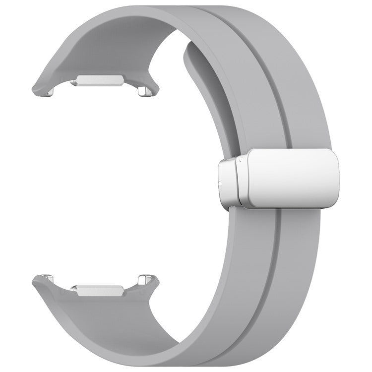 For Samsung Galaxy Watch Ultra 47mm Silicone Smartwatch Band Wrist Strap with Silver Magnetic Folding Buckle - Light Grey