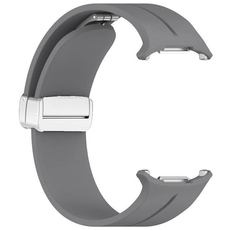 For Samsung Galaxy Watch Ultra 47mm Silicone Smartwatch Band Wrist Strap with Silver Magnetic Folding Buckle - Dark Grey