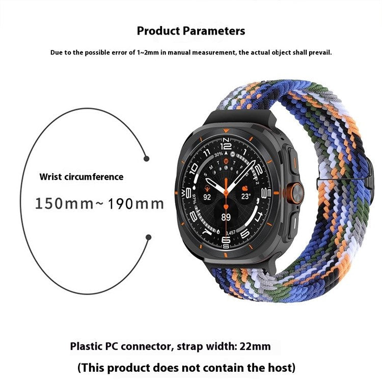 For Samsung Galaxy Watch Ultra 47mm Braided Watch Band Adjustable Nylon Replacement Strap - Starlight Pink / Rose Buckle