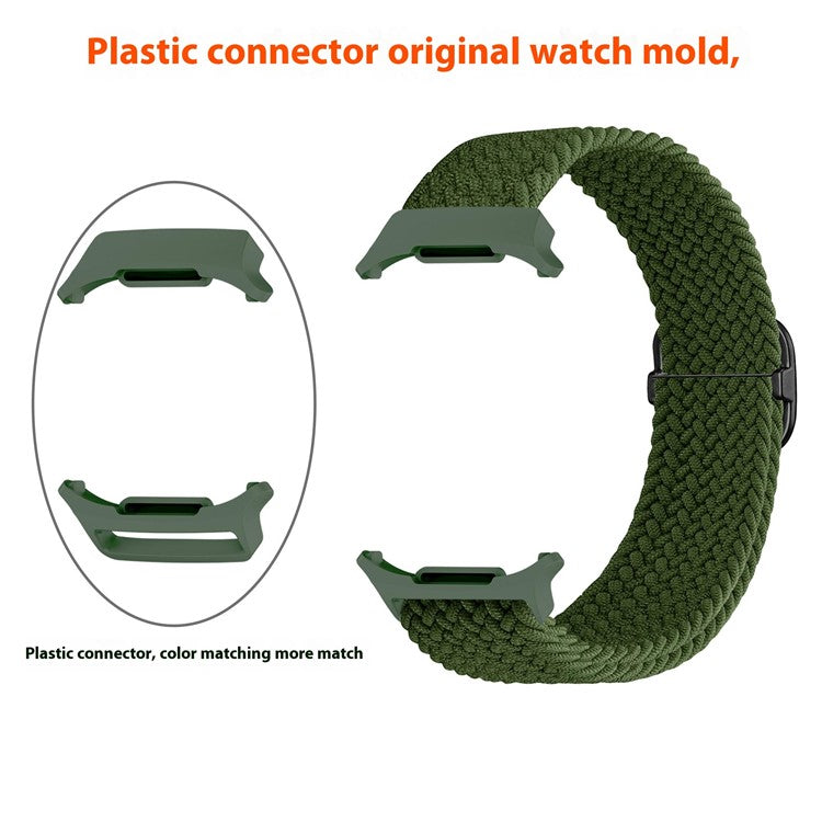 For Samsung Galaxy Watch Ultra 47mm Braided Watch Band Adjustable Nylon Replacement Strap - Starlight / White Buckle