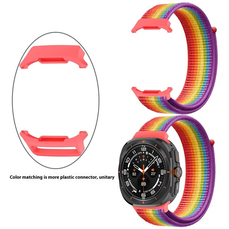 For Samsung Galaxy Watch Ultra 47mm Nylon Replacement Watch Band Magic Tape Loop Strap - Style R