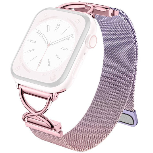 Size L Watch Band For Apple Watch Series 10 9 8 7 SE 6 5 4 3 2 1 42mm 41mm 40mm 38mm Metal Strap Wrist Band - Gradient Rose Pink