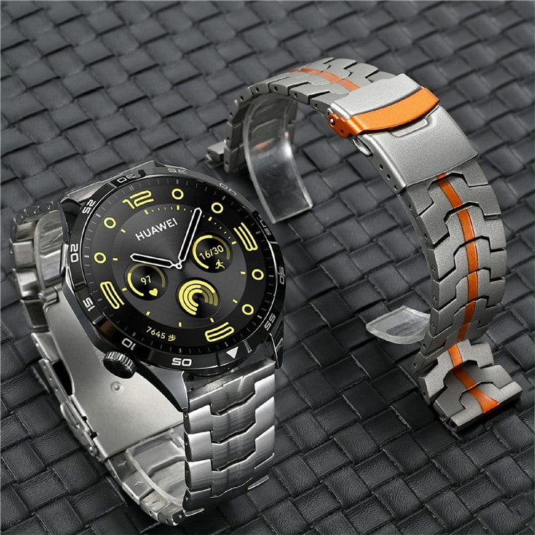 For Huawei Watch GT 4 46mm / Watch 4 / 4 Pro / GT / Samsung Galaxy Watch3 45mm Titanium Alloy Strap 22mm Safety Buckle Watch Band - Black
