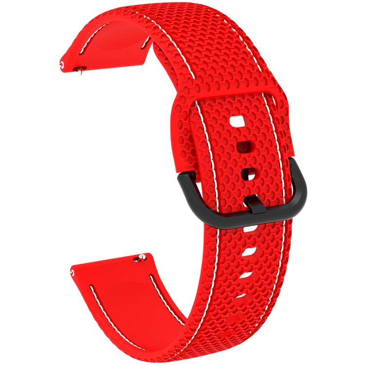 For Samsung Galaxy Watch3 45mm / Garmin Forerunner 265 / Venu 3 Stitching Line Silicone Watch Band 22mm Wrist Strap - Red