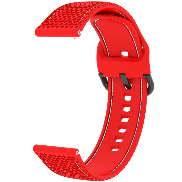 For Samsung Galaxy Watch3 45mm / Garmin Forerunner 265 / Venu 3 Stitching Line Silicone Watch Band 22mm Wrist Strap - Red