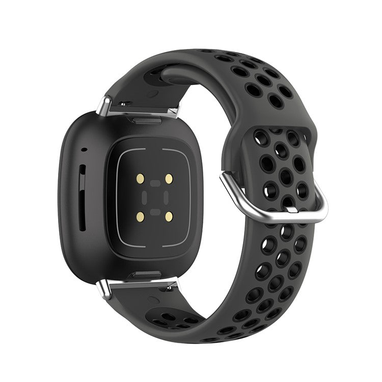 For Fitbit Versa 3/Sense Bi-color Silicone Smart Watch Strap - Coal-black