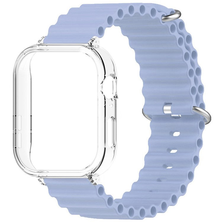 For Huawei Watch Fit 3 Silicone Strap Sports Watch Band with Transparent PC Case - Purple