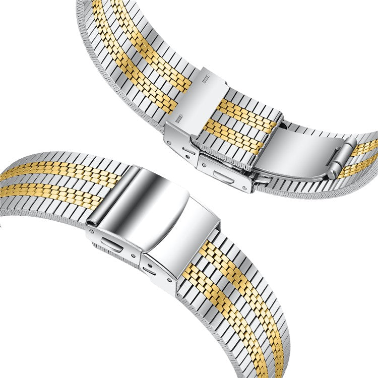For TicWatch Pro 2020 Stainless Steel Watch Band Five-Bead Replacement Metal Strap - Silver Gold