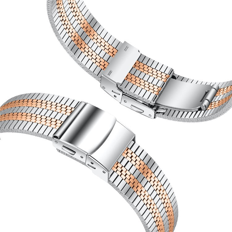 For Fossil Gen 5 Carlyle Stainless Steel Band Five-Bead Watch Strap Replacement - Silver Rose Gold