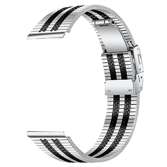 For Honor MagicWatch 2 46mm Band Stainless Steel Replacement Watch Strap, Silver - Silver / Black