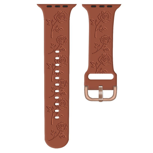 For Apple Watch 10 46mm / Ultra 2 / Ultra 49mm / 9 8 7 45mm / SE (2023) SE (2022) SE 6 5 4 44mm / 3 2 1 42mm Rose Silicone Band - Brown