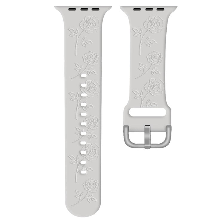 For Apple Watch Series 10 42mm / 9 8 7 41mm / SE (2023) SE (2022) SE 6 5 4 40mm / 3 2 1 38mm Strap Rose Silicone Watch Band - Starlight