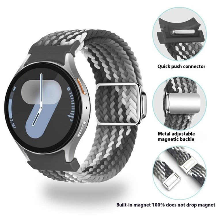 For Samsung Galaxy Watch FE 40mm / Watch7 / 6 / 6 Classic / 5 / 5 Active / 5 Pro / 4 / 4 Classic / 4 Active Braided Watch Band Magnetic Strap - Space Grey