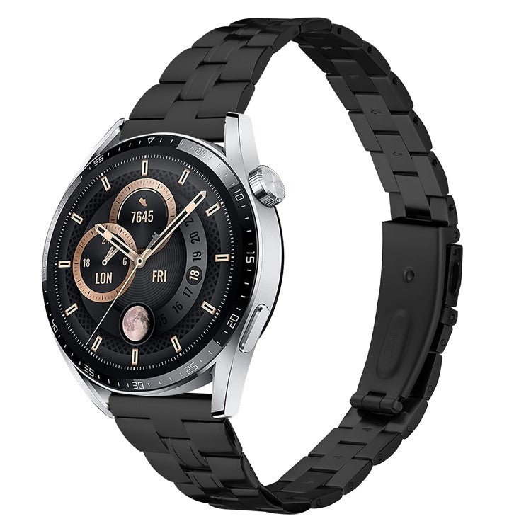 For TicWatch Pro 2020 Three-Bead Stainless Steel Band Replacement Watch Strap - Black