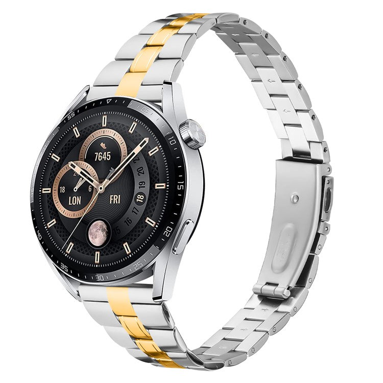 For Fossil Gen 5 Carlyle Stainless Steel Band Lines Design Ultra-Thin Watch Strap - Silver+Gold
