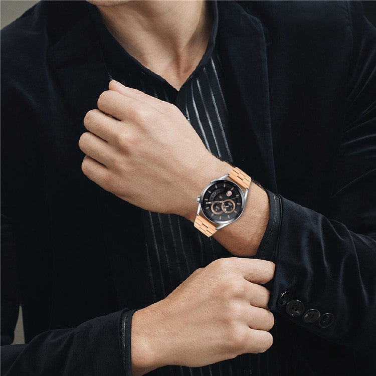 For Fossil Gen 5 Carlyle Stainless Steel Band Lines Design Ultra-Thin Watch Strap - Rose Gold