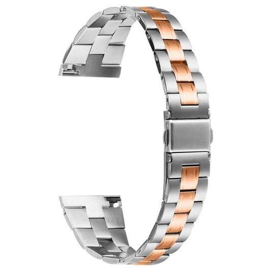 For Huami Amazfit Pace Watch Band Three-Beads Stainless Steel Wrist Strap - Silver+Rose Gold
