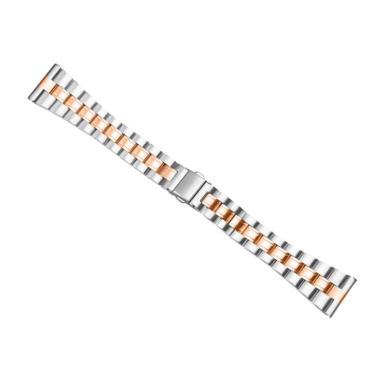 For Huami Amazfit Pace Watch Band Three-Beads Stainless Steel Wrist Strap - Silver+Rose Gold
