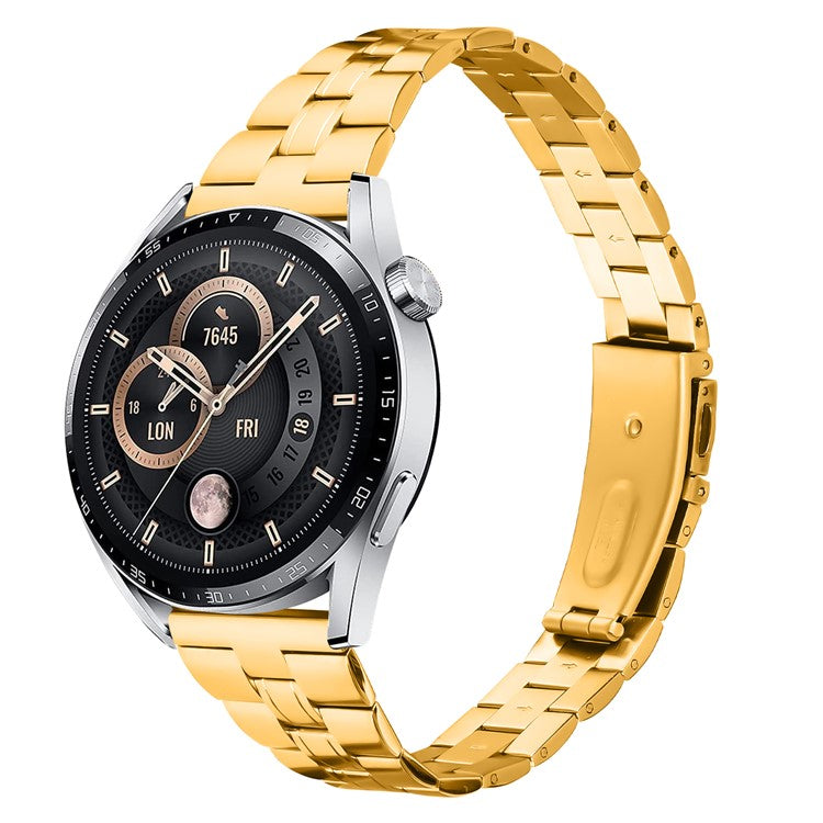 For Huawei Watch GT 2 46mm Stainless Steel Watch Strap Band with Folding Clasp Buckle - Gold