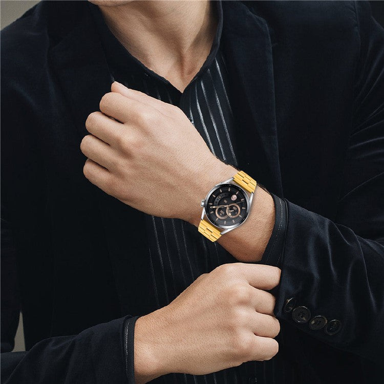 For Huawei Watch GT 2 46mm Stainless Steel Watch Strap Band with Folding Clasp Buckle - Gold
