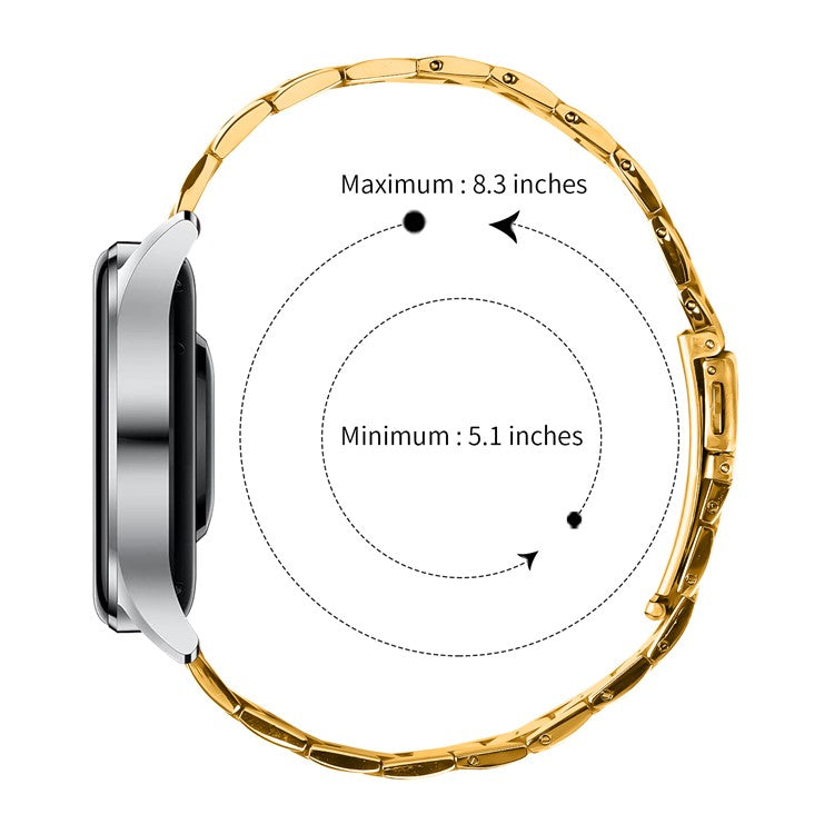 For Huawei Watch GT 2 46mm Stainless Steel Watch Strap Band with Folding Clasp Buckle - Gold