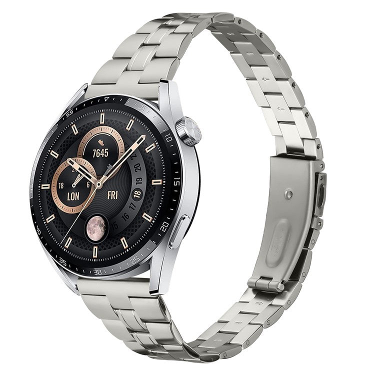 For Huawei Watch GT 42mm 46mm Watch Strap Ultra Thin Stainless Steel Replacement Band - Titanium