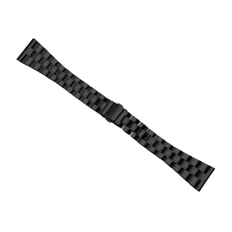 For Huawei Watch GT 42mm 46mm Watch Strap Three-Beads Stainless Steel Band - Black
