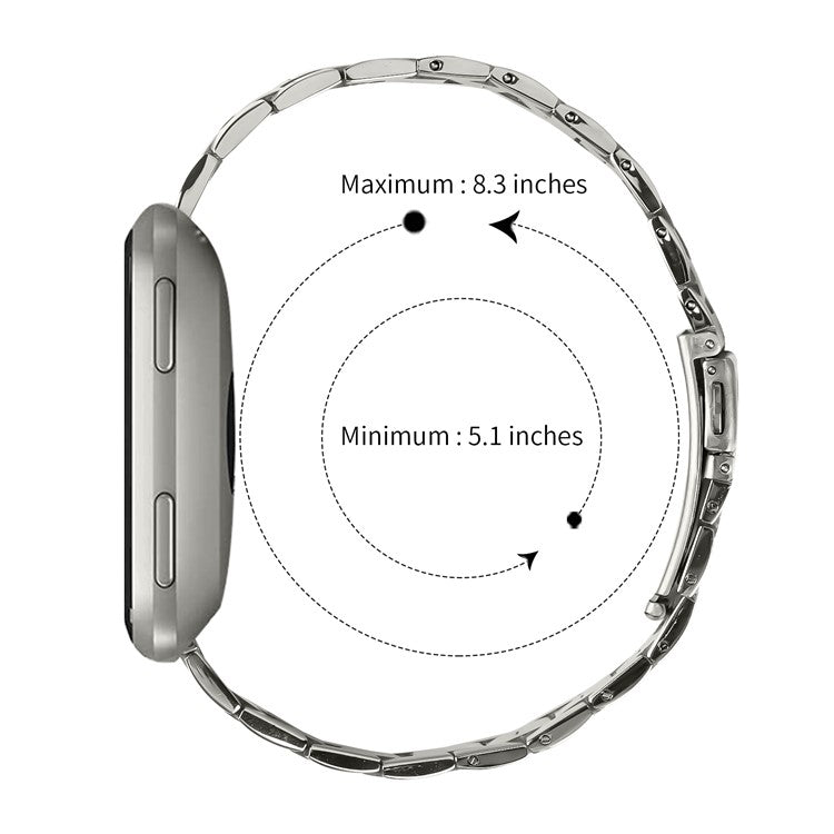 For Fitbit Versa Lite / Versa 2 / Versa Watch Strap Stainless Steel Three-Beads Wrist Band - Titanium