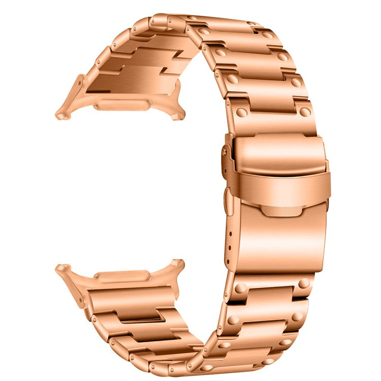 For Samsung Galaxy Watch Ultra 47mm Stainless Steel Watch Strap Buckle Design Wrist Band - Rose Gold