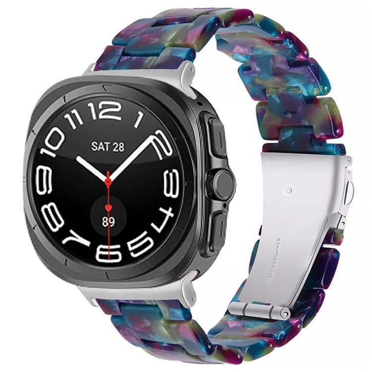 For Samsung Galaxy Watch Ultra 47mm Waterproof Resin Acrylic Watch Strap Buckle Design Wrist Band - Style J