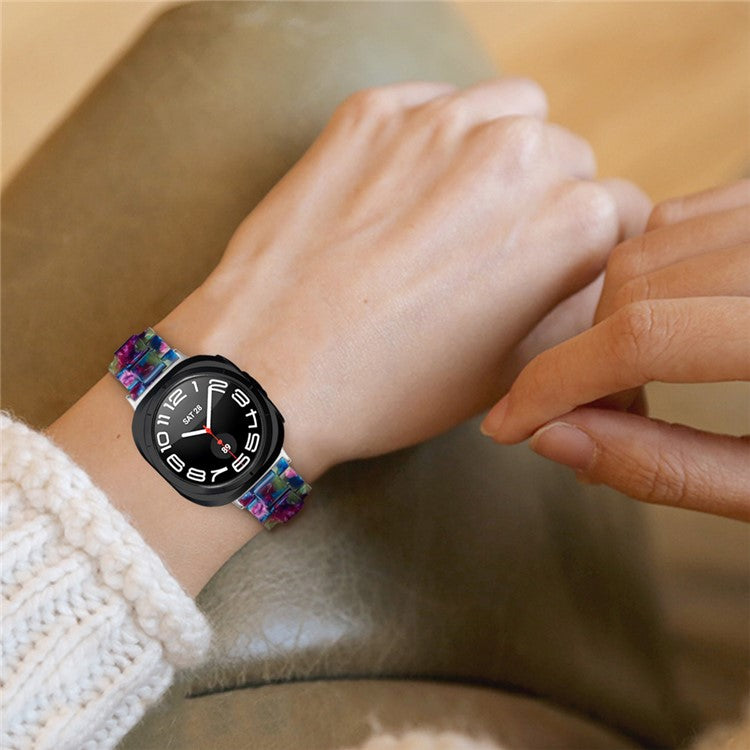 For Samsung Galaxy Watch Ultra 47mm Waterproof Resin Acrylic Watch Strap Buckle Design Wrist Band - Style J