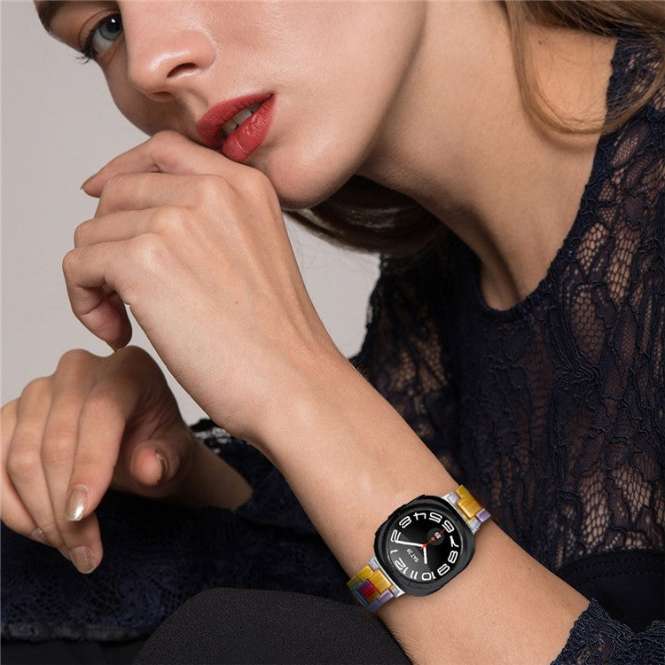 For Samsung Galaxy Watch Ultra 47mm Waterproof Resin Acrylic Watch Strap Buckle Design Wrist Band - Style D