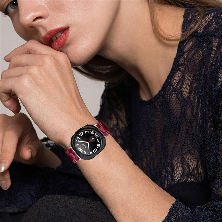 For Samsung Galaxy Watch Ultra 47mm Waterproof Resin Acrylic Watch Strap Buckle Design Wrist Band - Style F