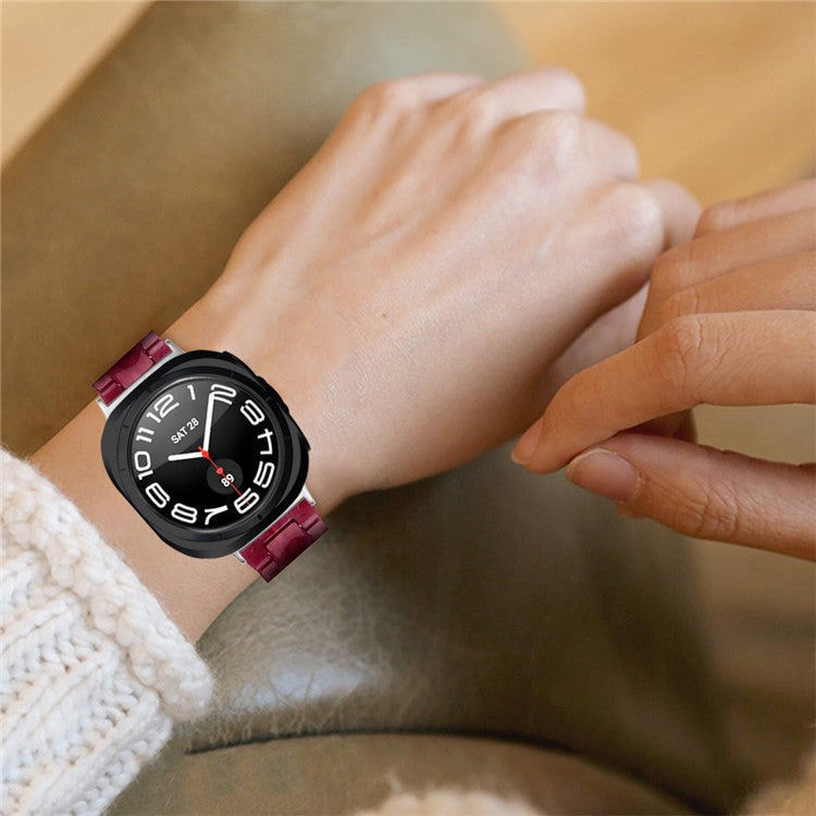 For Samsung Galaxy Watch Ultra 47mm Waterproof Resin Acrylic Watch Strap Buckle Design Wrist Band - Style F