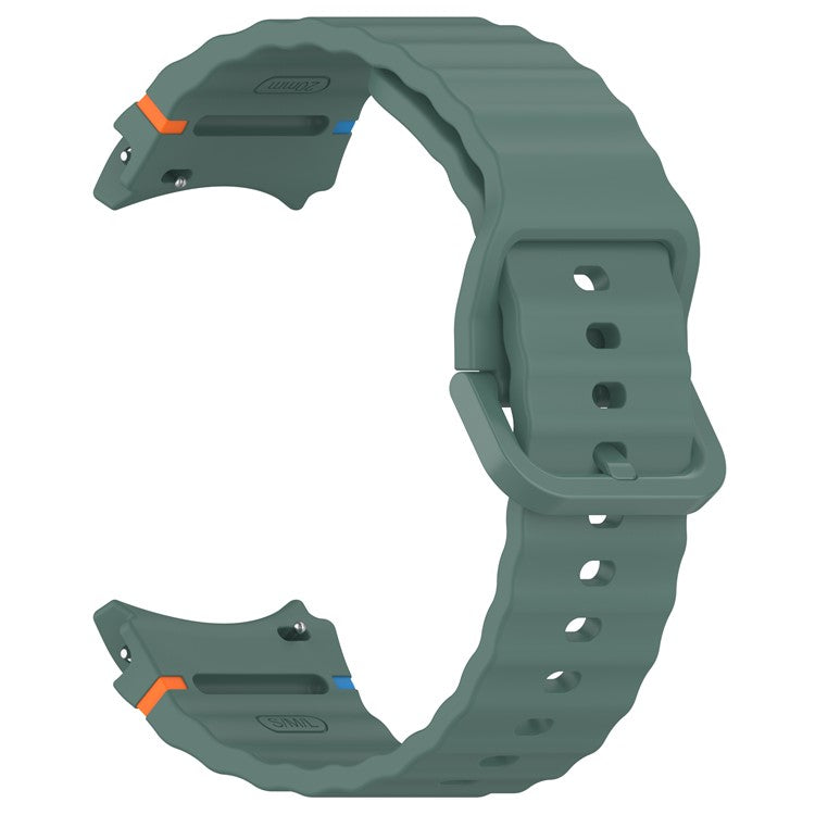 For Samsung Galaxy Watch FE / Watch7 40mm 44mm Silicone Wave Texture Watch Band Replacement Straps - Olive Green