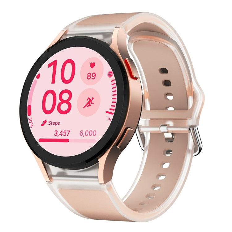KALEBOL For Samsung Galaxy Watch7 44mm 40mm  /  Watch FE 40mm Silicone Watch Band Glacier Translucent Strap - Translucent Pink