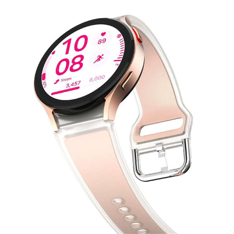KALEBOL For Samsung Galaxy Watch7 44mm 40mm  /  Watch FE 40mm Silicone Watch Band Glacier Translucent Strap - Translucent Pink