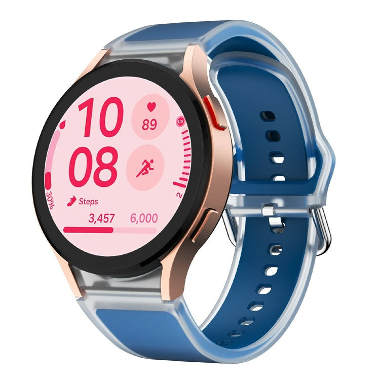 KALEBOL For Samsung Galaxy Watch7 44mm 40mm  /  Watch FE 40mm Silicone Watch Band Glacier Translucent Strap - Translucent Slate Blue